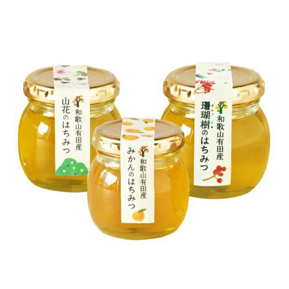 三種のはちみつ味比べ瓶入り100g×3個セット(みかんのはちみつ・山花の