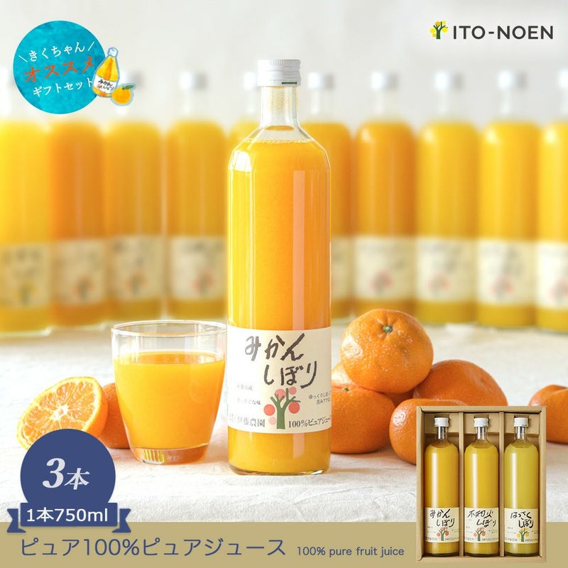100%ピュアジュース750ml (みかんジュース他オススメセット)×3本セット