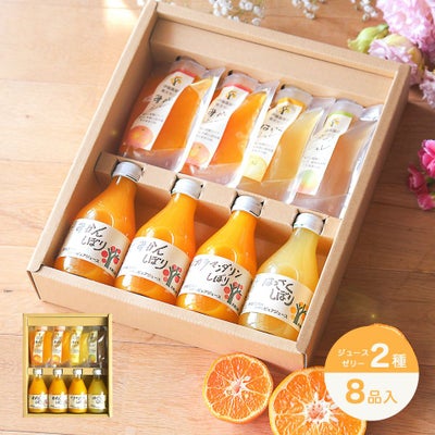 バラエティセット(100%ピュアジュース180ml×4本・パックジュレ4個)V-175 (みかんジュース他バラエティセット)