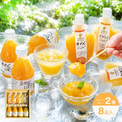 バラエティセット(100%ピュアジュース180ml×4本・パックジュレ4個)V-175 (みかんジュース他バラエティセット)