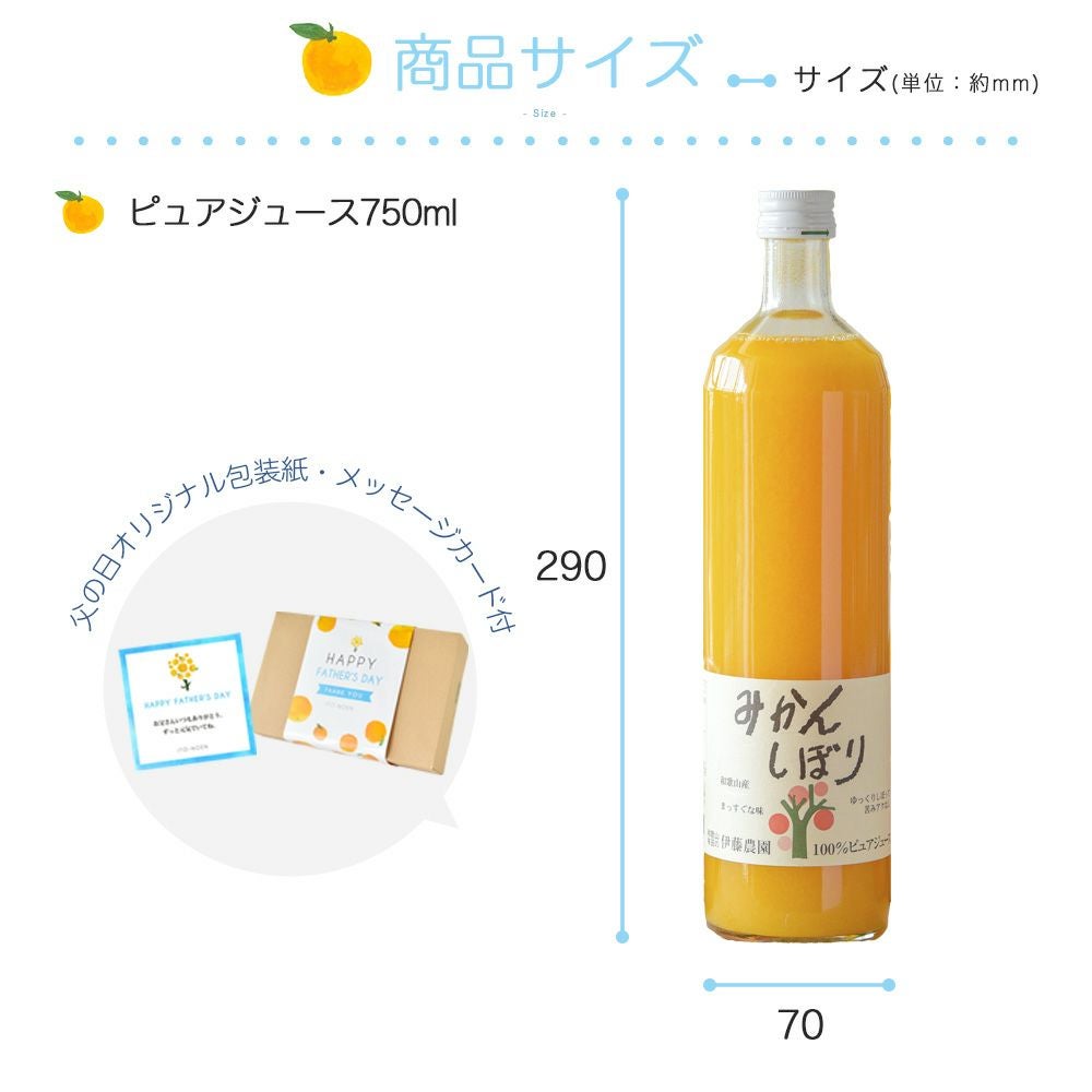 【父の日プレゼント・ギフト2024】100%ピュアジュース750ml (みかんジュース他オススメセット)×3本セット