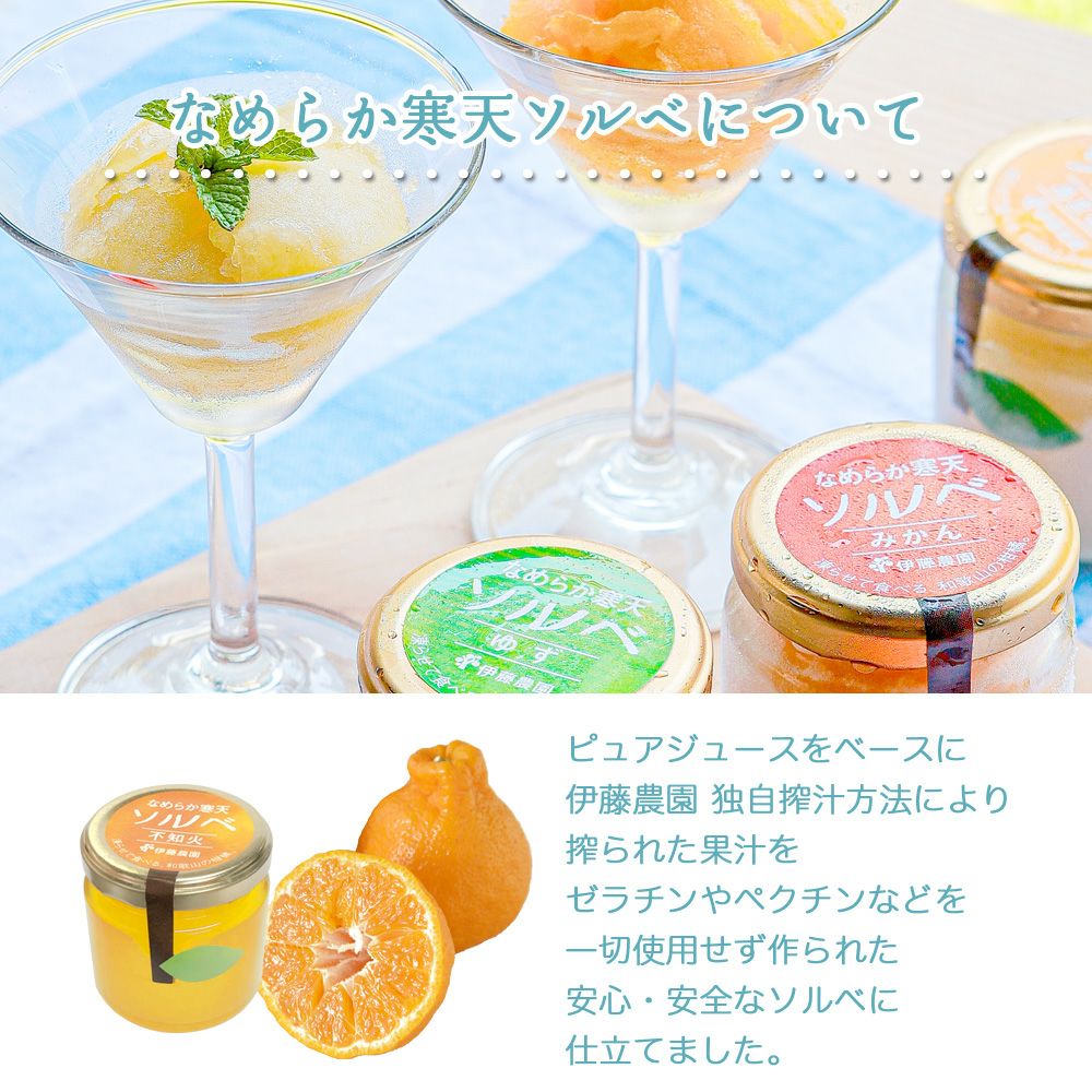 凍らせて食べるシャーベット(なめらか寒天ソルベ)| 瓶タイプ90g(不知火ソルベ)×6個セット